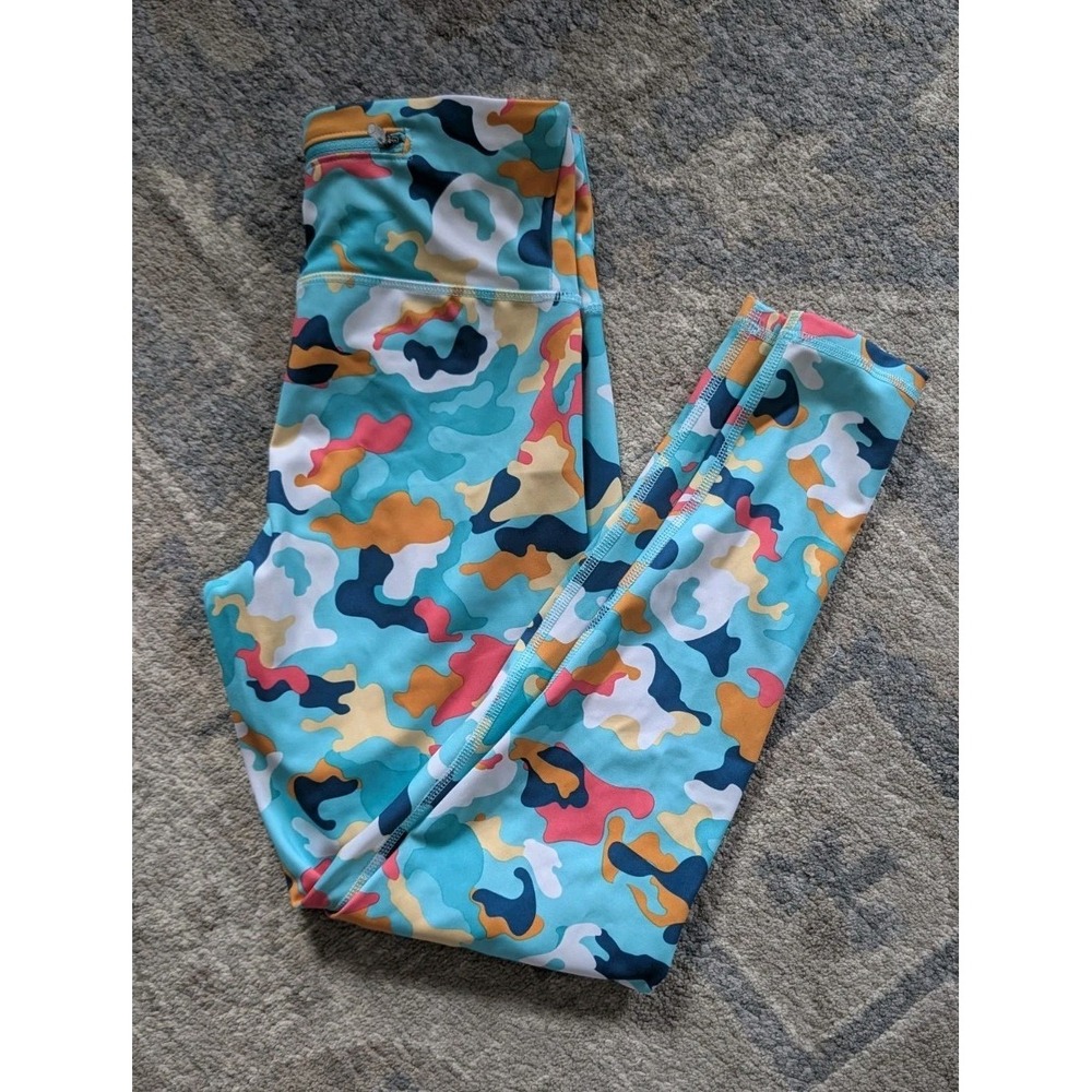 Women's Champion Absolute 7/8 Leggings Abstract Camo Teal Size Sm